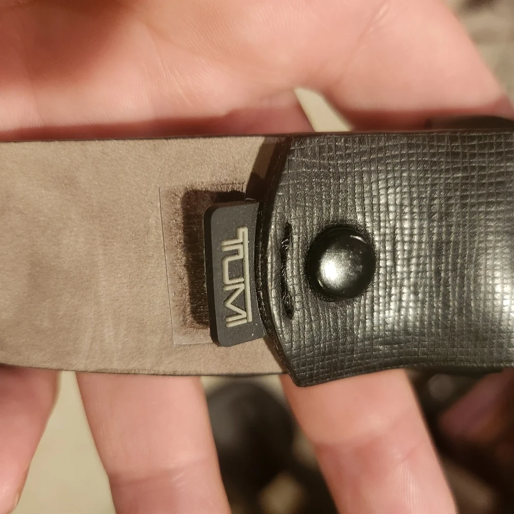 Tumi leather belt